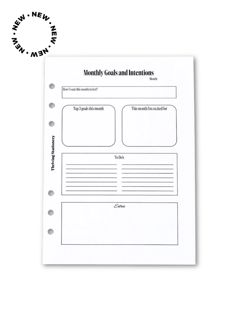PREORDER: Undated A5 Monthly Planner Inserts | 6 or 12 Months