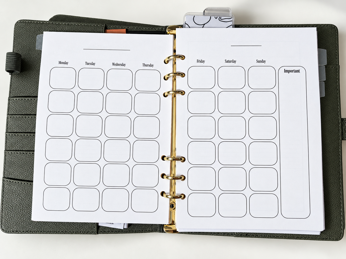 PREORDER: Undated A5 Monthly Planner Inserts | 6 or 12 Months