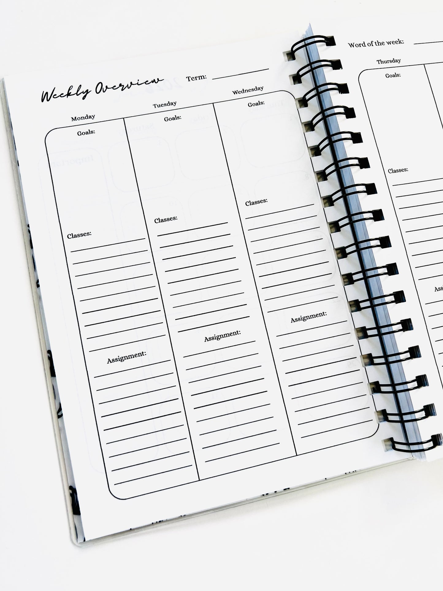 A5 -12 Month Student Planner Weekly Layout – Academic Planner for High School & College Students