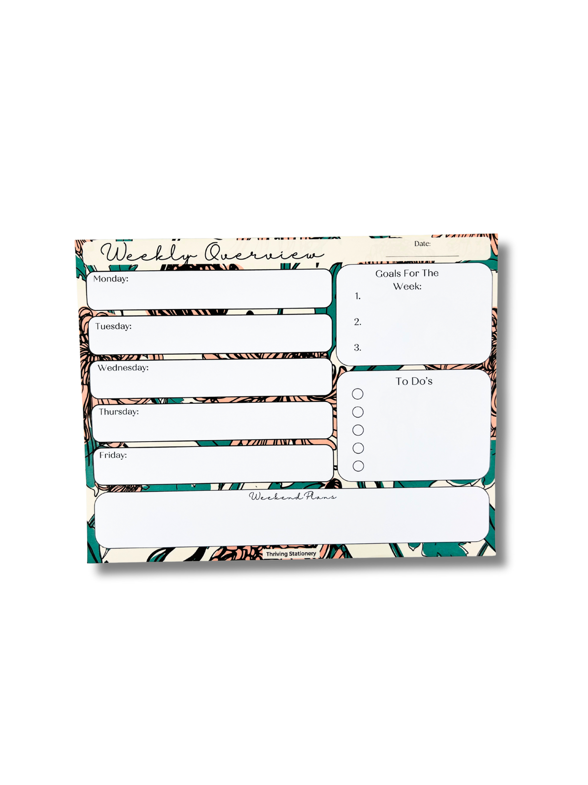 Bold Floral Weekly Planner with vibrant floral design and weekly layout