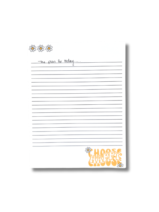 Choose Happy Large Lined Notepad with cheerful text design and lined pages