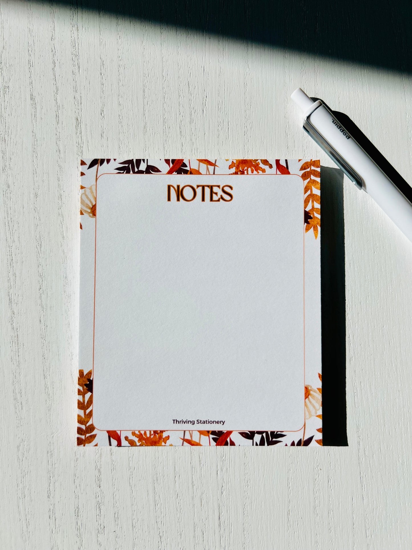 Autumn leaf design on seasonal blank notepad
