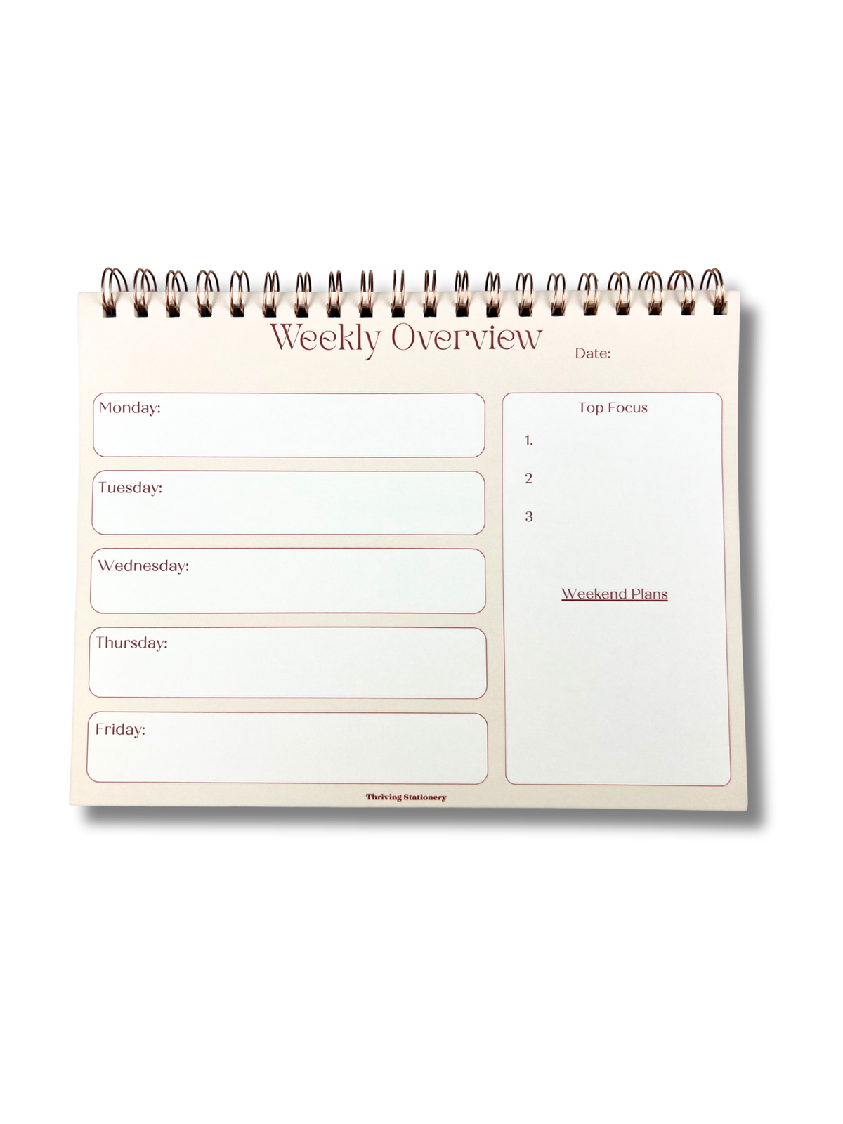 Fall Weekly Planner with autumn cover and spiral binding for weekly planning