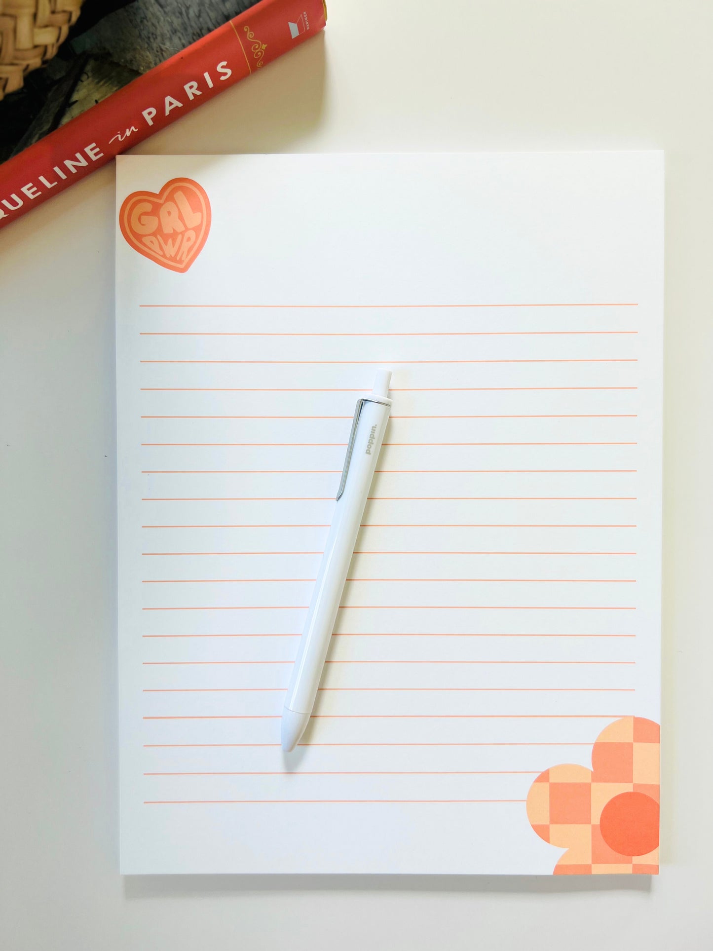 GRL PWR Letter Size Notepad with bold lettering and lined writing layout