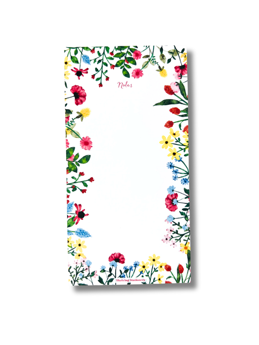 Vibrant Floral Personalized Notepad with bright floral design and blank pages