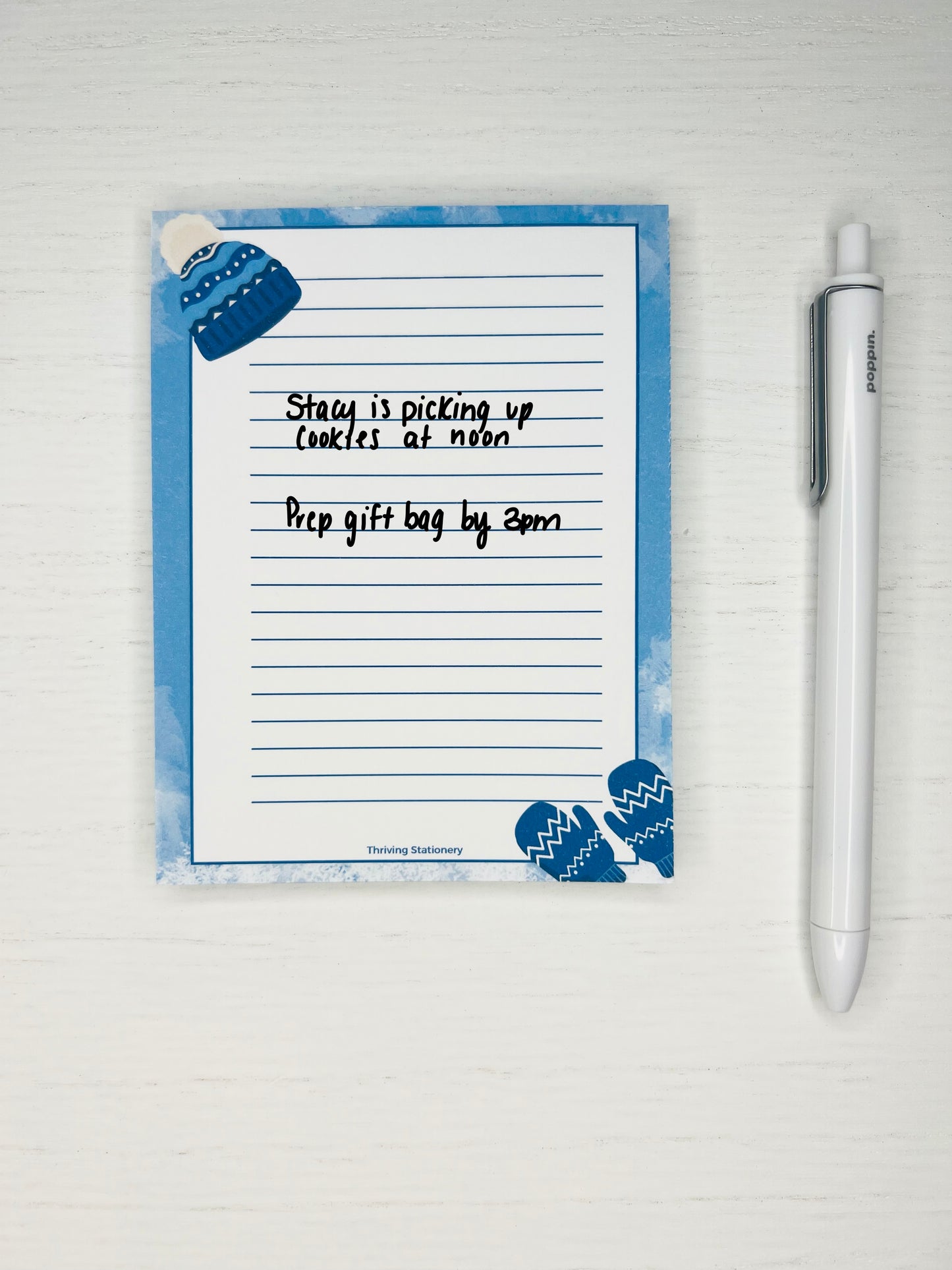 Winter notepad with lined layout and cozy seasonal vibe