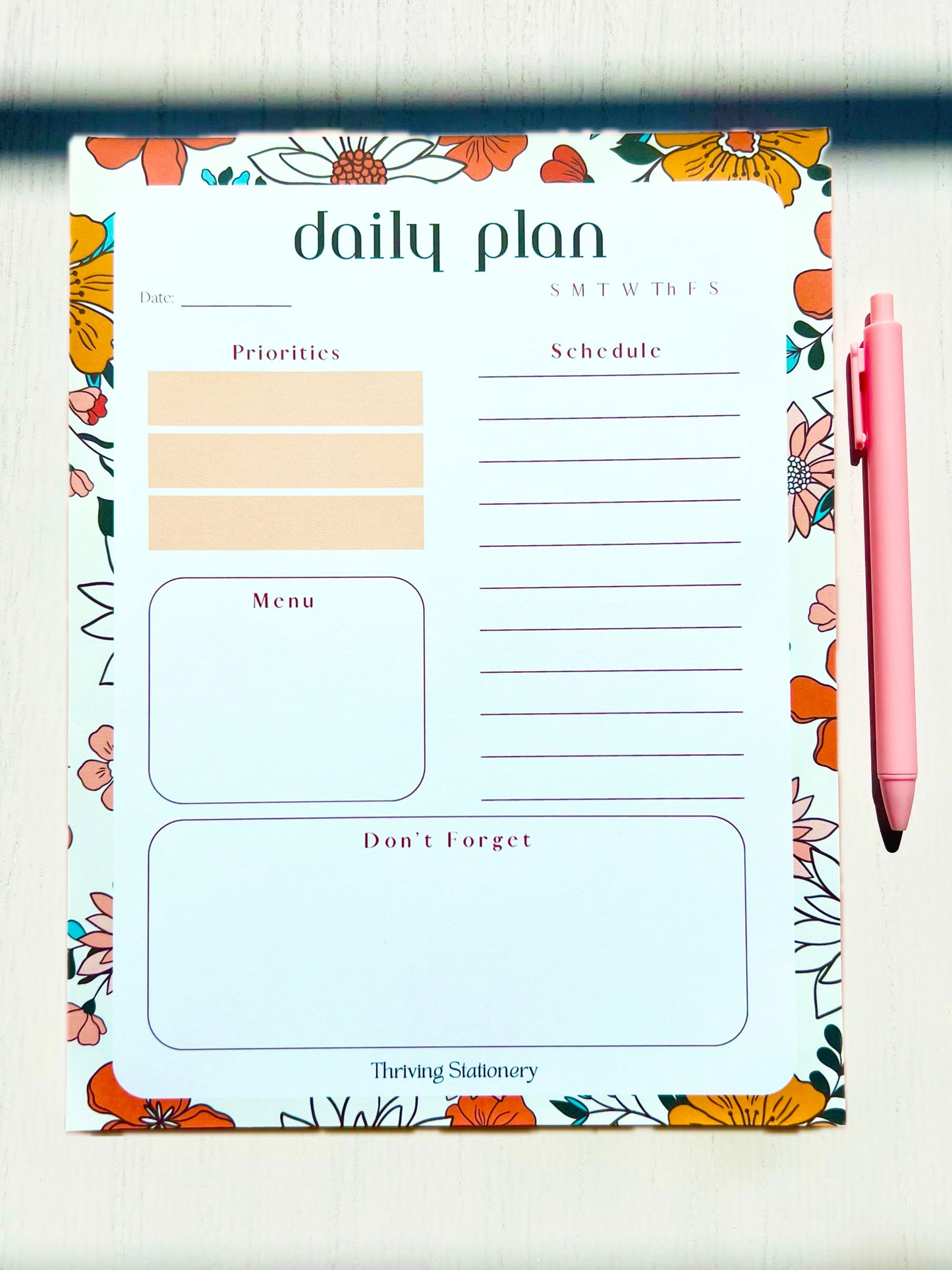 Floral Whispers Daily Planner Pad