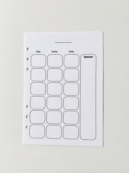 PREORDER: Undated A5 Monthly Planner Inserts | 6 or 12 Months
