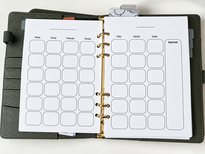 PREORDER: Undated A5 Monthly Planner Inserts | 6 or 12 Months