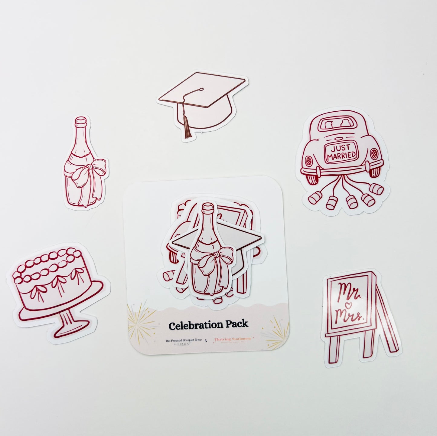Set of decorative stickers for celebrations on a white background