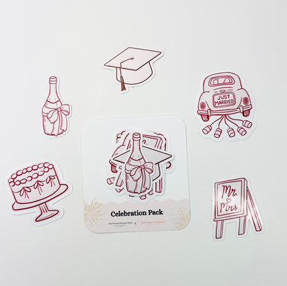 Set of decorative stickers for celebrations on a white background
