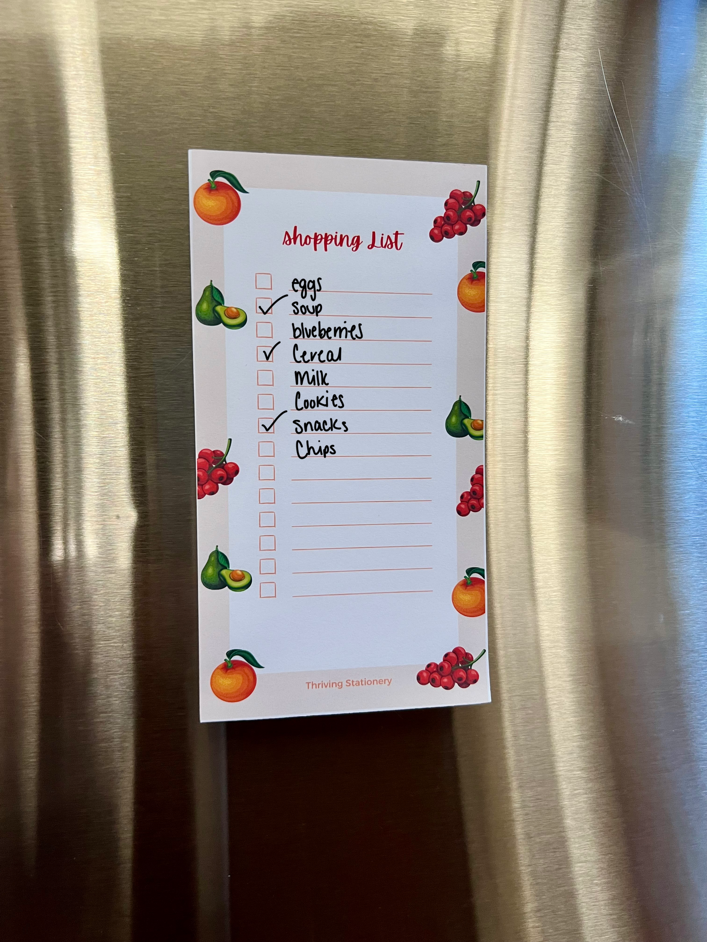 Fruit & Veg Magnetic Shopping/ Grocery List