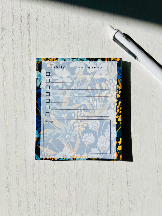 Navy Floral Mini Daily Planner Notepad