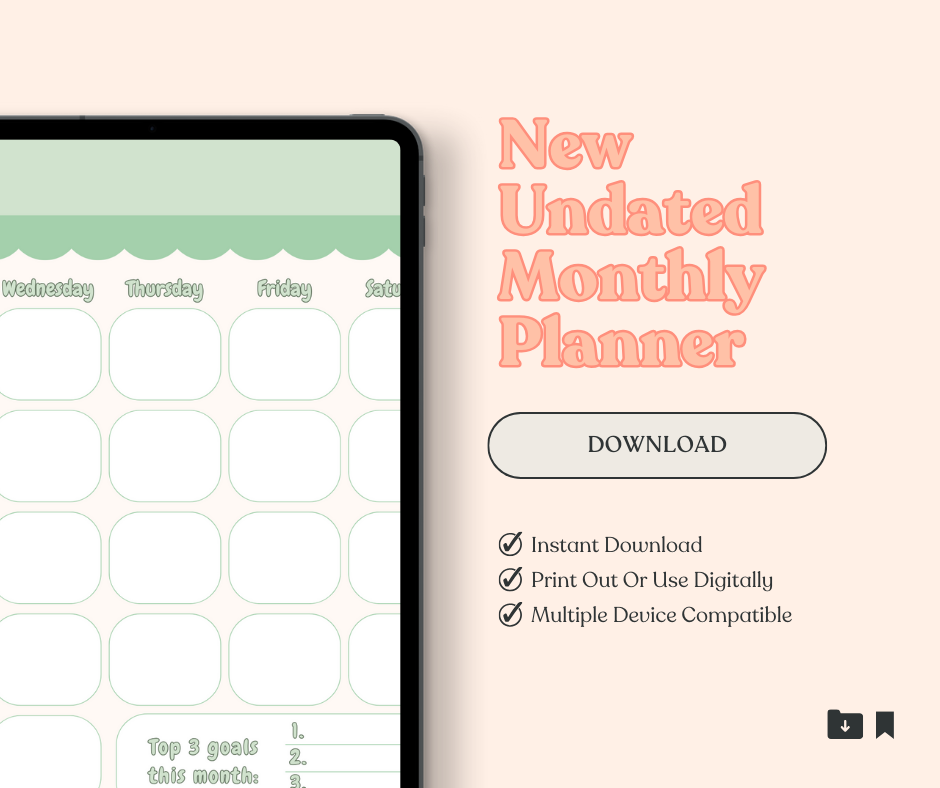 Monthly Planner Digital Download