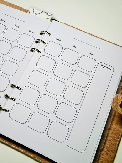 6-Month Dated or Undated Weekly Planner Inserts | A5 Ring Planner | Minimal Weekly Overview + Habit Tracker