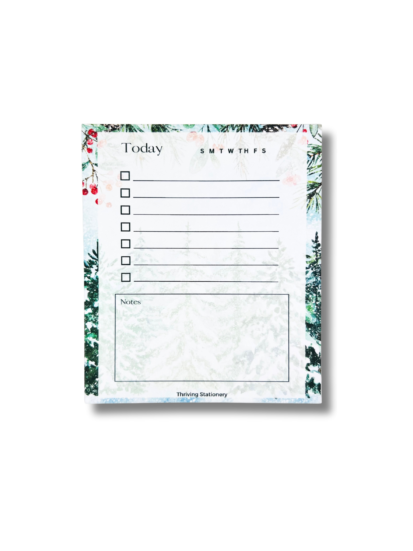Floral-themed notepad with a weekly planner layout on a white background