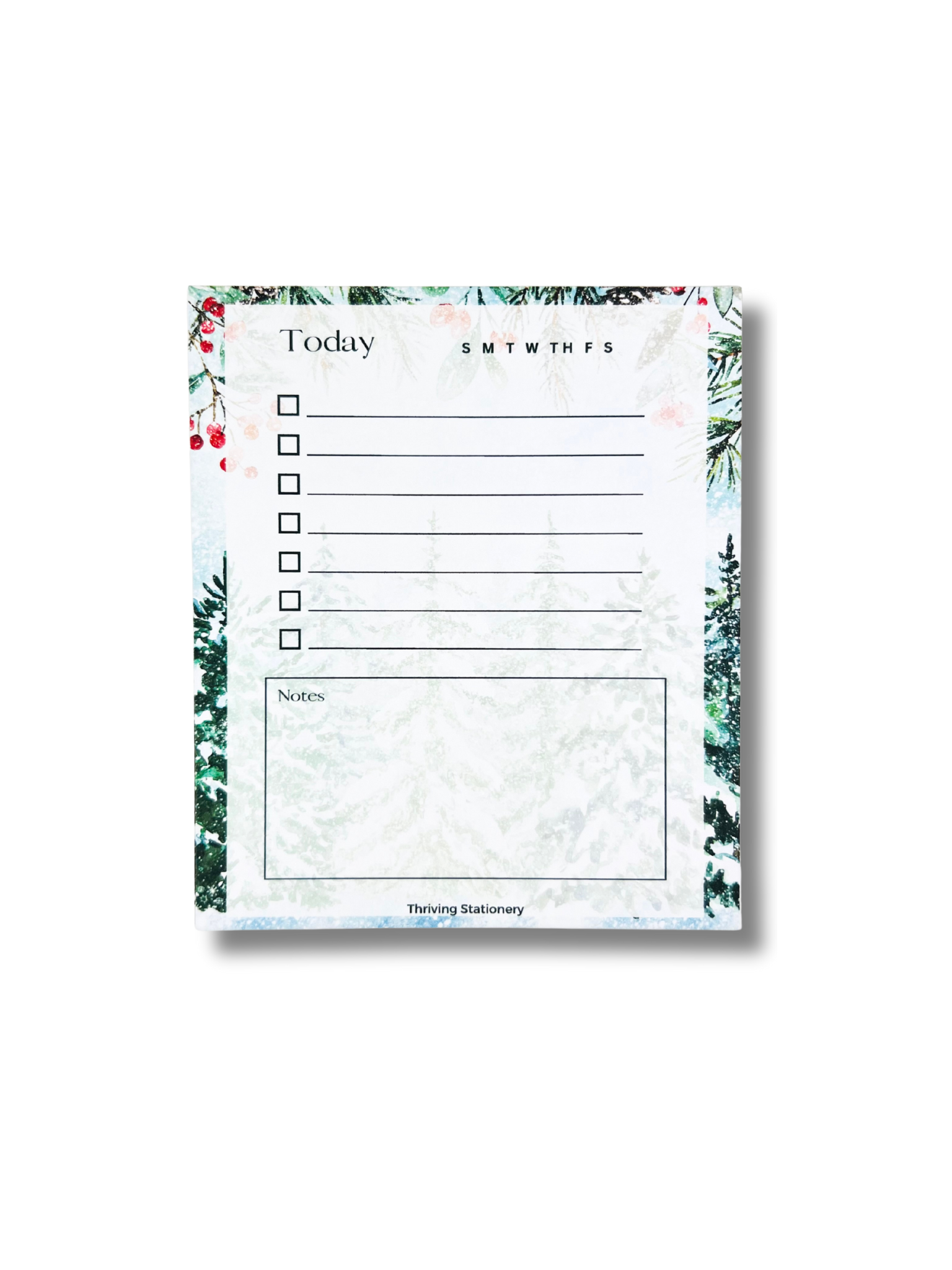 Floral-themed notepad with a weekly planner layout on a white background