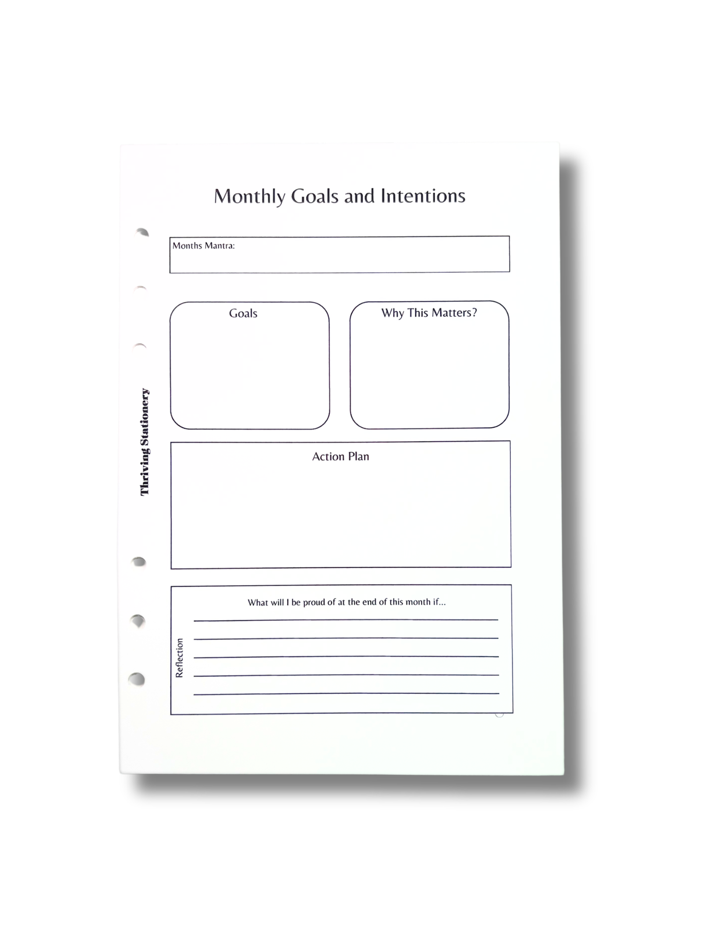 A5 Planner Inserts – Monthly Goals & Intentions Manifest It Tracker