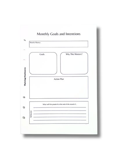 A5 Planner Inserts – Monthly Goals & Intentions Manifest It Tracker