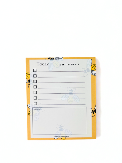 Bee Productive To-Do List Notepad with yellow bee design and daily checklist layout
