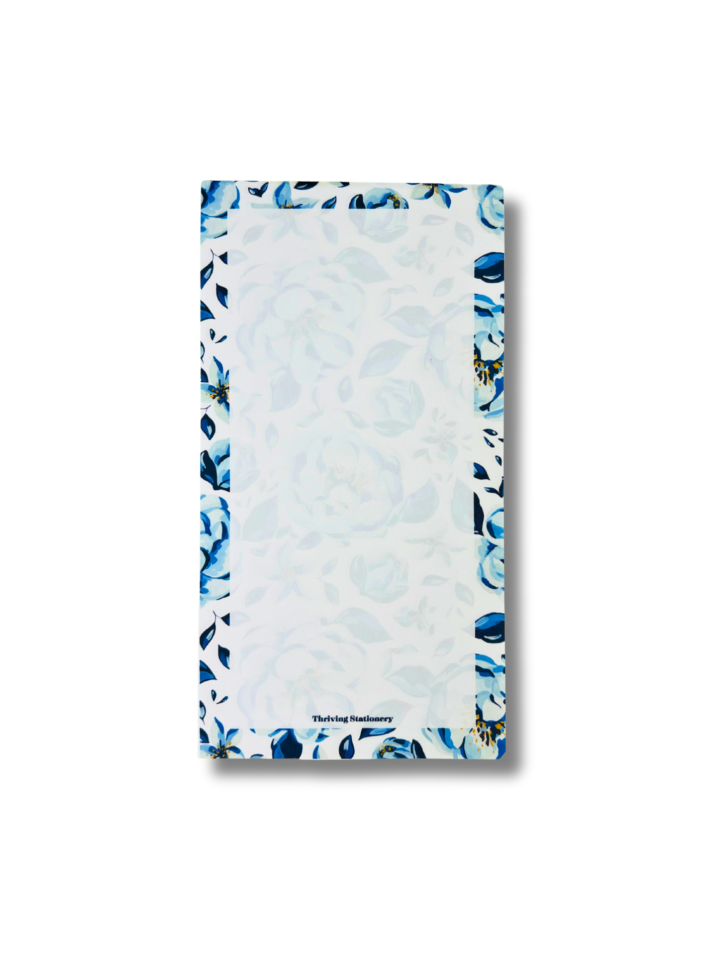 Blue Floral Blank Notepad with blue floral design and blank pages - customizable