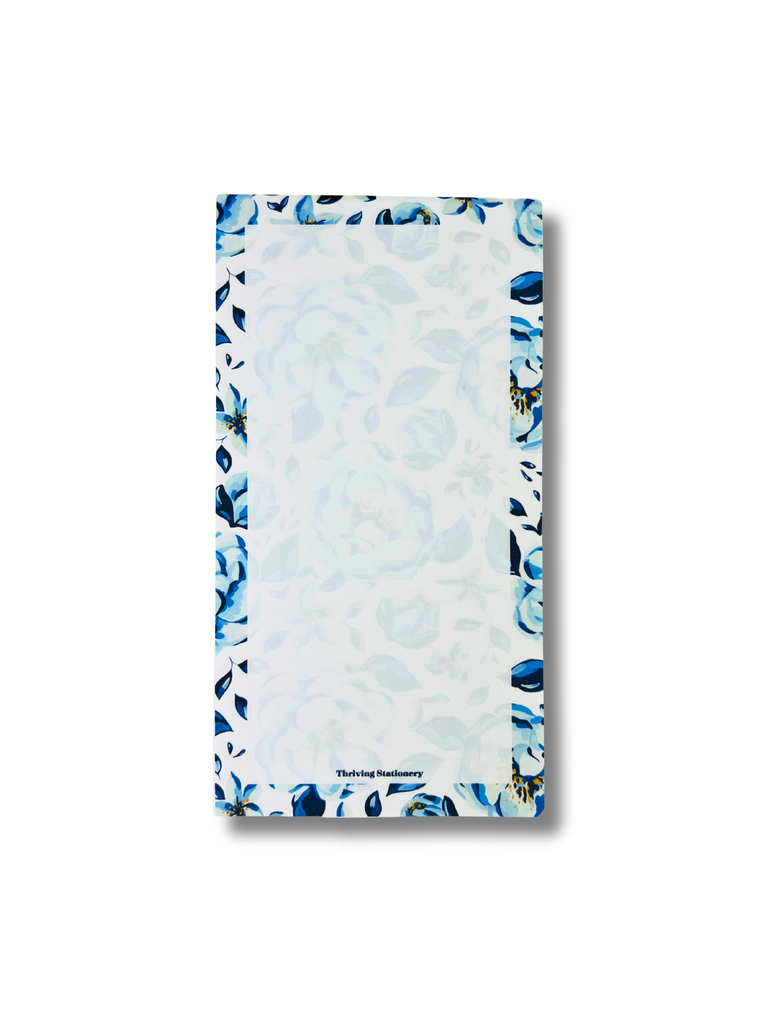 Blue Floral Blank Notepad with blue floral design and blank pages - customizable