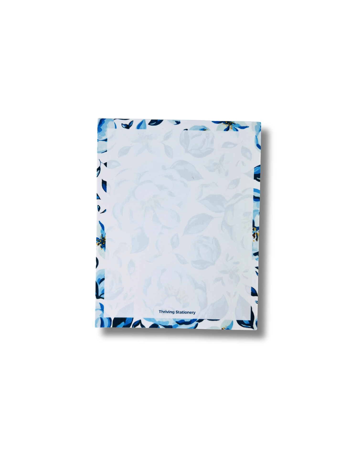 Blue Floral Blank Notepad with blue floral design and blank pages - customizable
