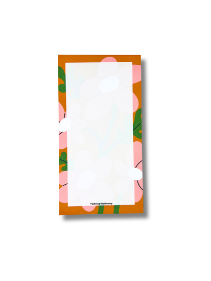 Bold Blossoms Personalized Notepad with vibrant floral border and blank pages