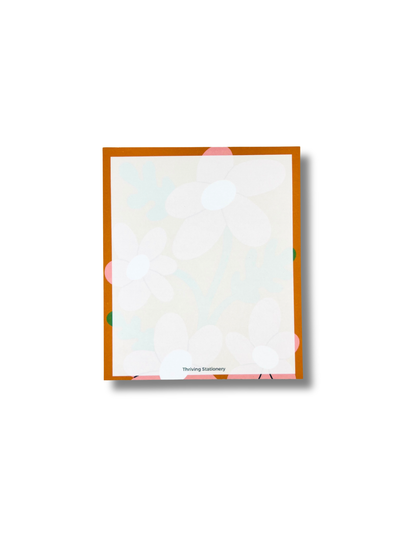 Bold Blossoms Personalized Notepad with vibrant floral border and blank pages