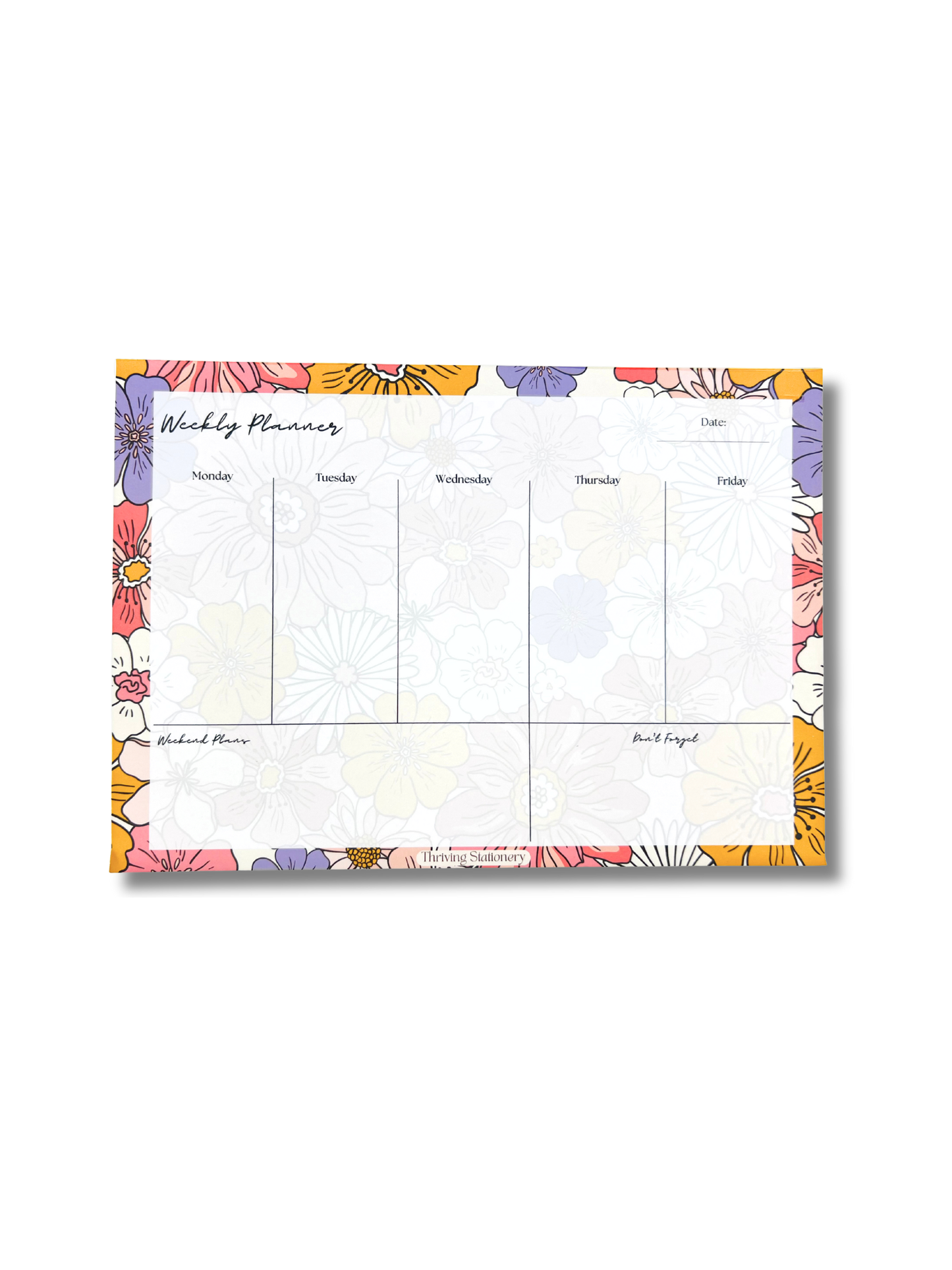 Bright Floral Weekly Planner Deskpad with vibrant floral design and weekly layout