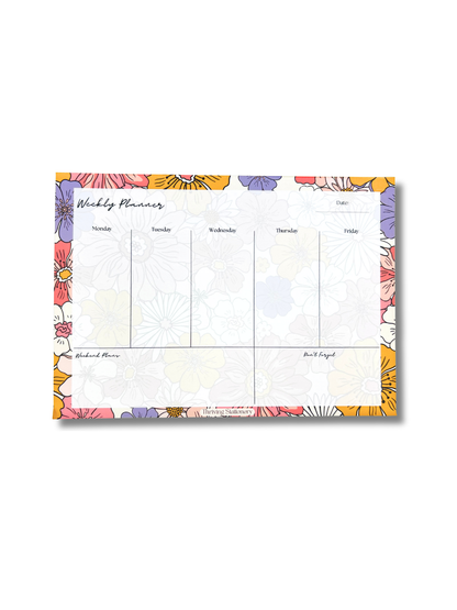Bright Floral Weekly Planner Deskpad with vibrant floral design and weekly layout