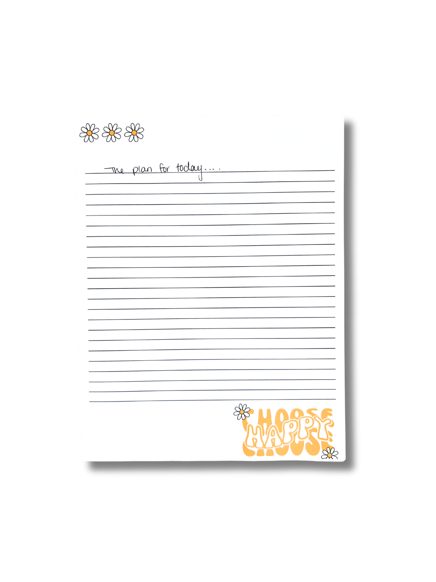 Choose Happy Large Lined Notepad with cheerful text design and lined pages
