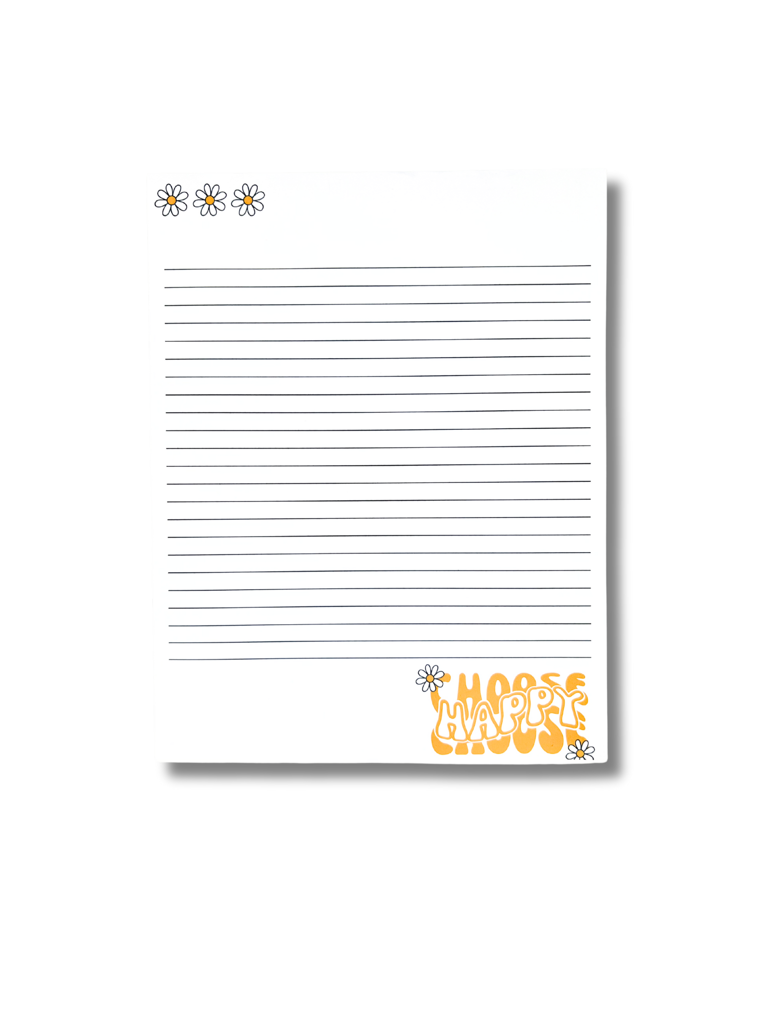 Choose Happy Large Lined Notepad with cheerful text design and lined pages
