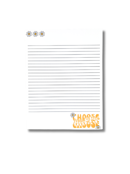Choose Happy Large Lined Notepad with cheerful text design and lined pages