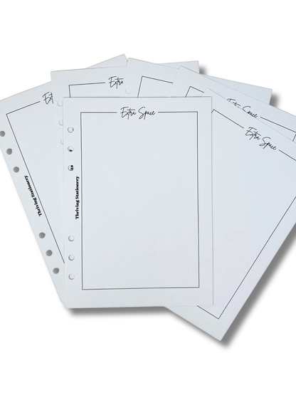 A5 Extra Space Inserts blank planner refill pages for A5 binders