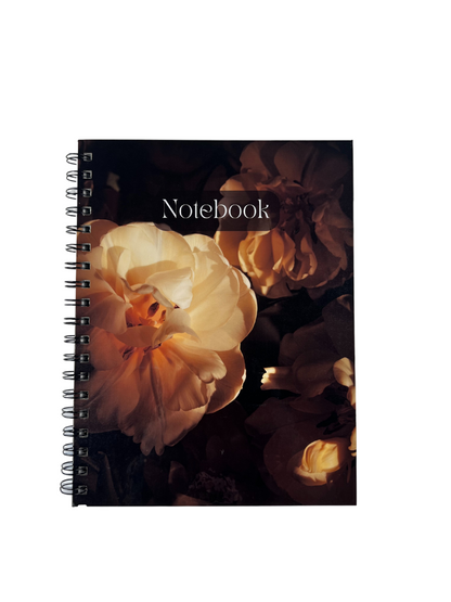 Fall Floral Spiral Notebook with warm autumn floral cover and spiral binding