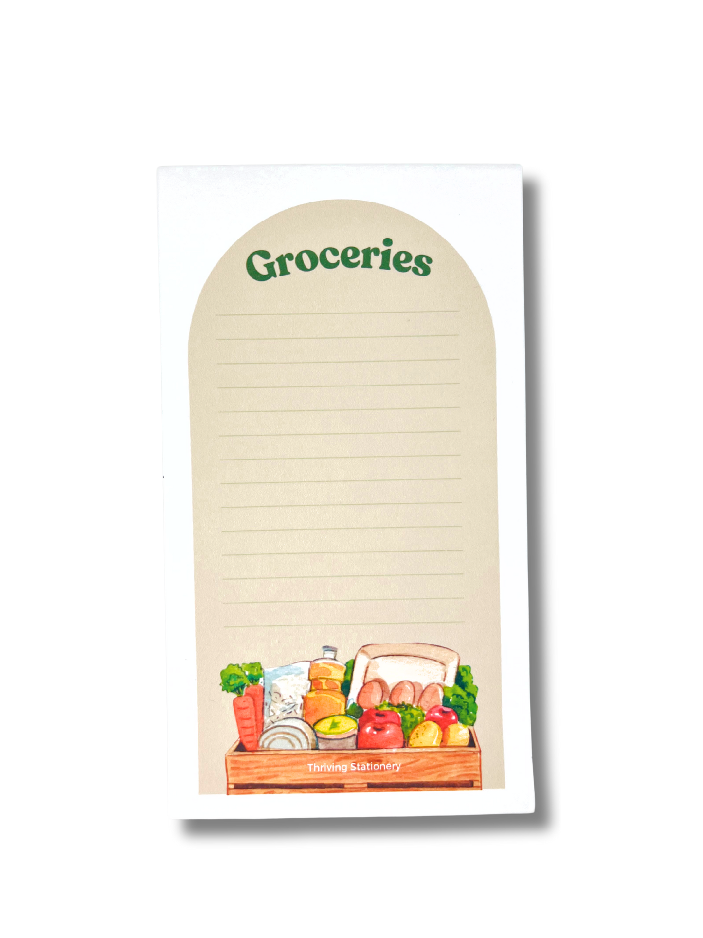 Farmstand Magnetic Grocery List Notepad with illustrated fruits and vegetables and lined layout