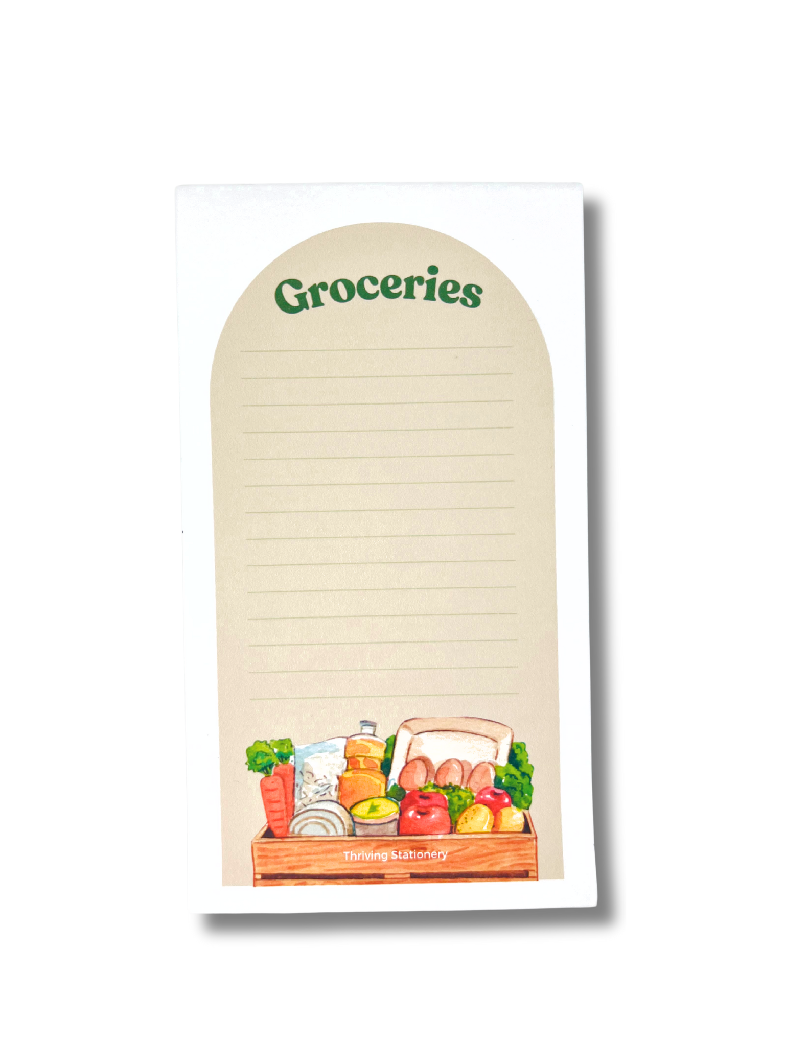 Farmstand Magnetic Grocery List Notepad with illustrated fruits and vegetables and lined layout
