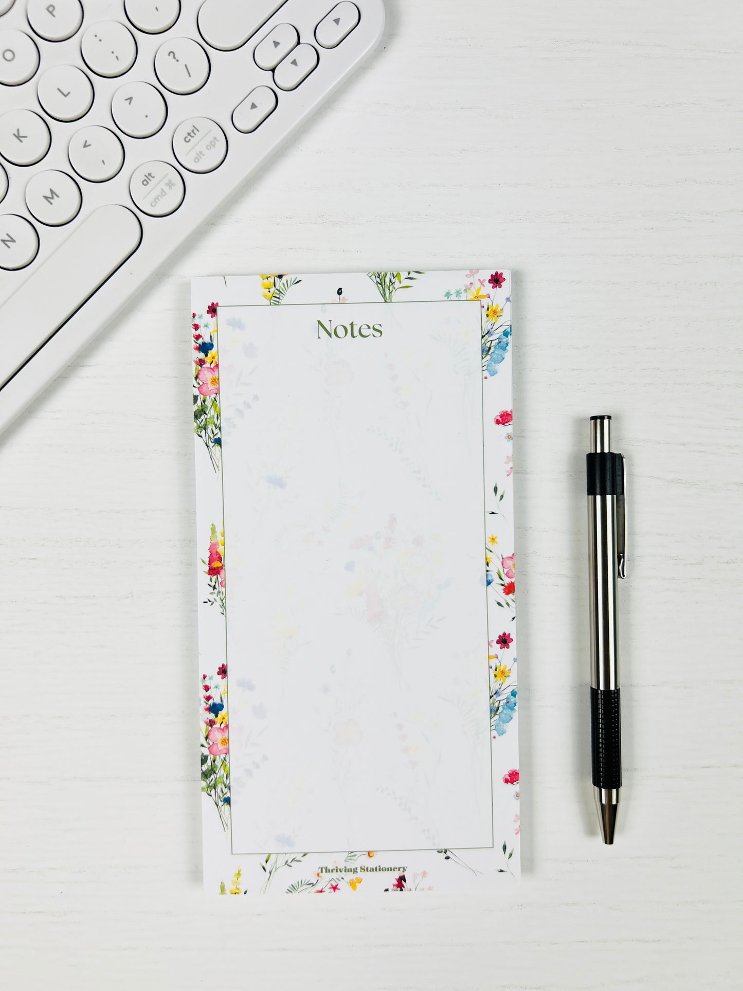 Floral Field Personalized Notepad with soft floral border and “Notes” header