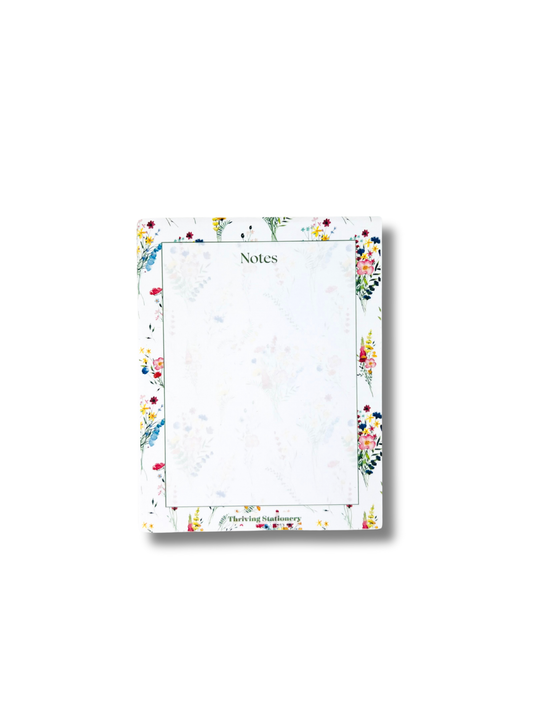 Floral Field Personalized Notepad with soft floral border and “Notes” header