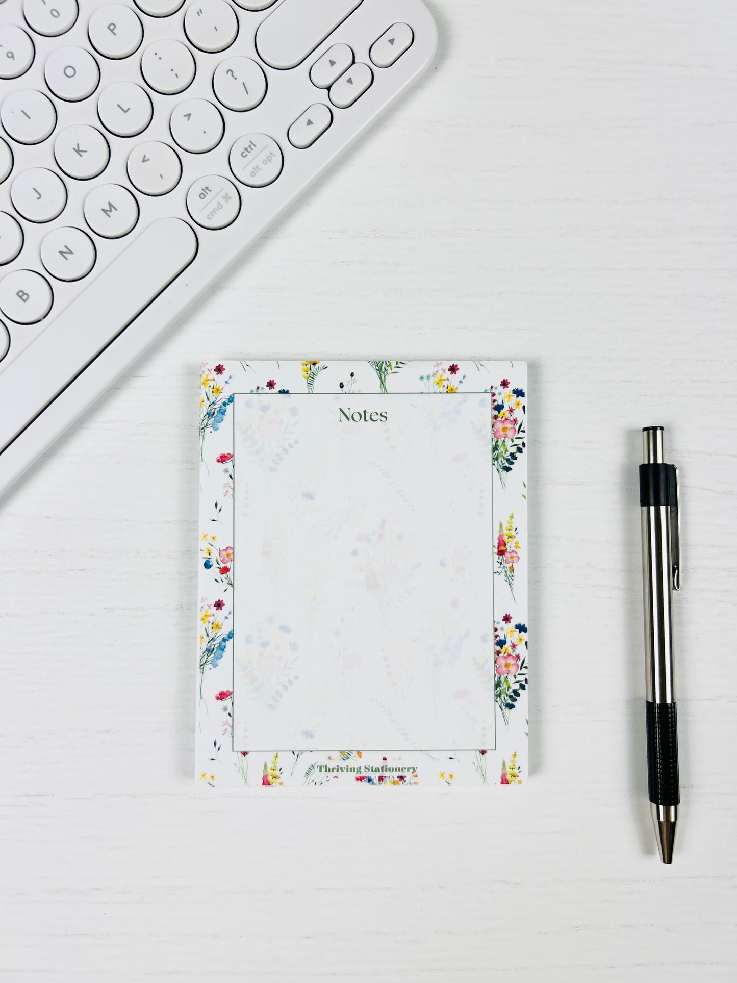Floral Field Personalized Notepad with soft floral border and “Notes” header