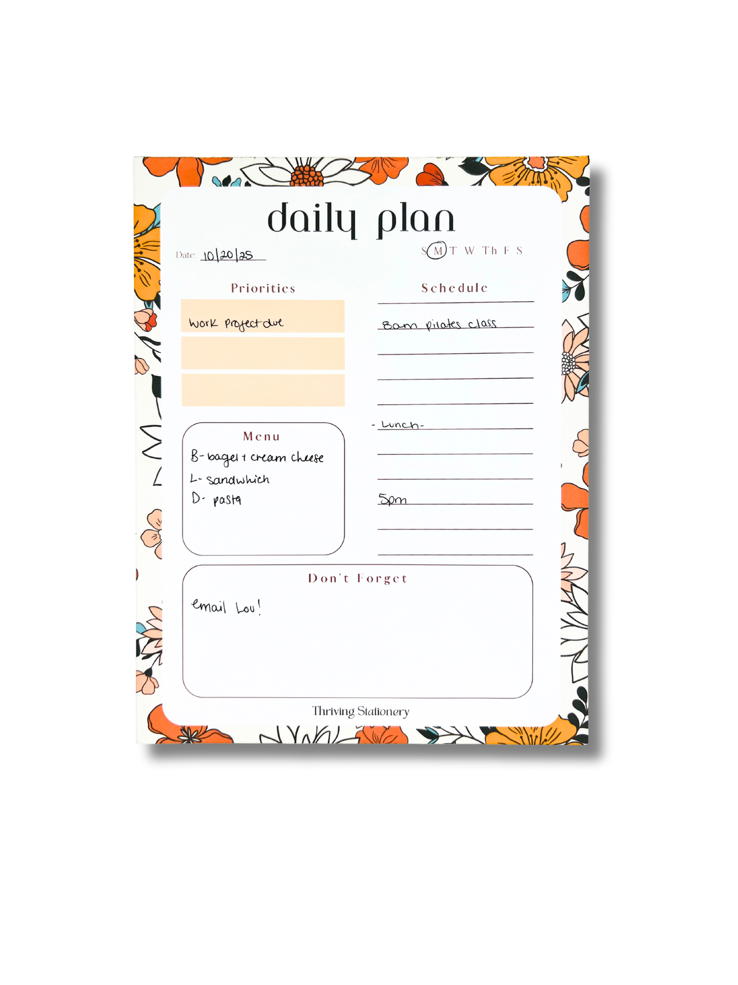Vibrant Floral Daily Planner Notepad with colorful floral design