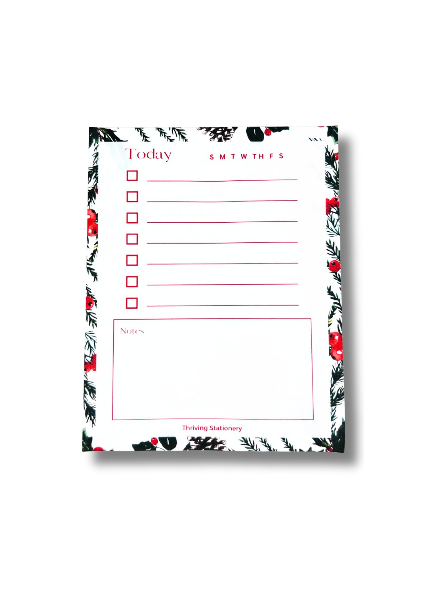 Weekly planner with floral border on a white background