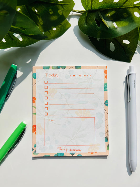 Peach Vine Mini Daily Planner Notepad