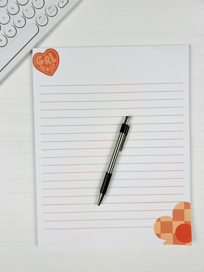 GRL PWR Letter Size Notepad with bold lettering and lined writing layout