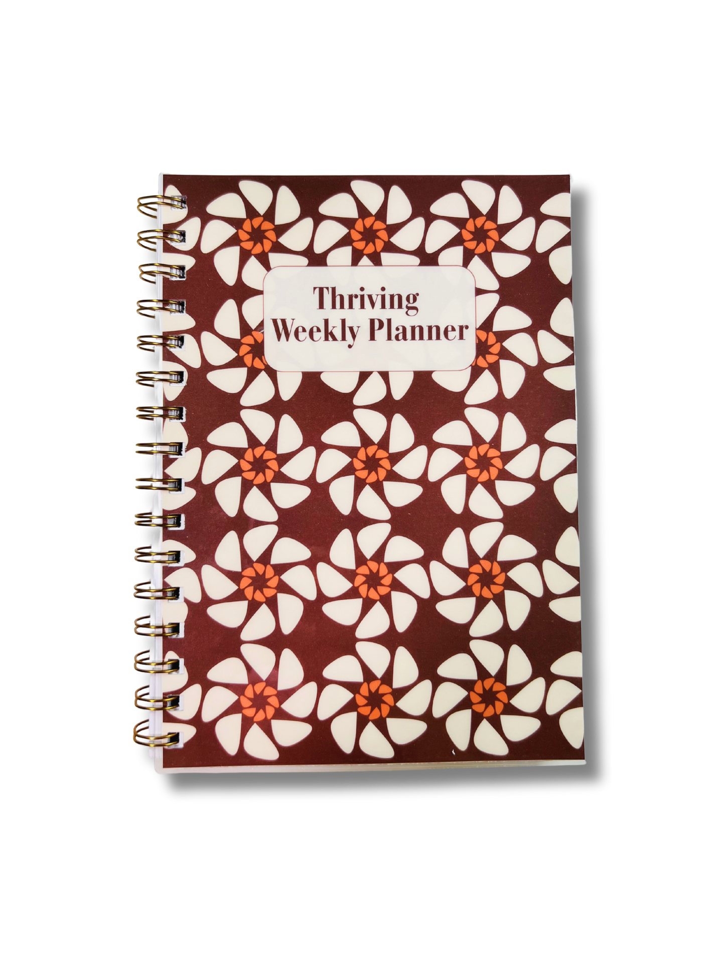 Weekly planner with floral pattern on a white background