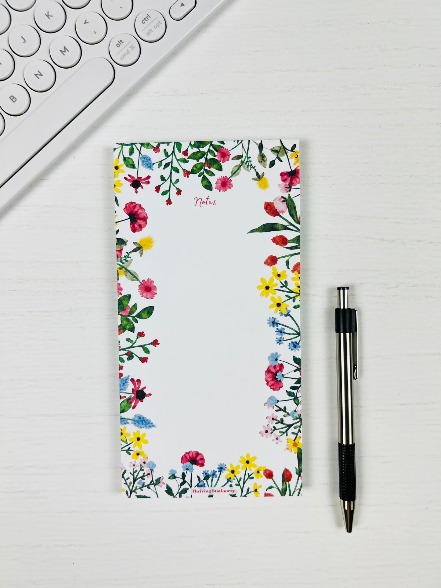 Vibrant Floral Personalized Notepad with bright floral design and blank pages