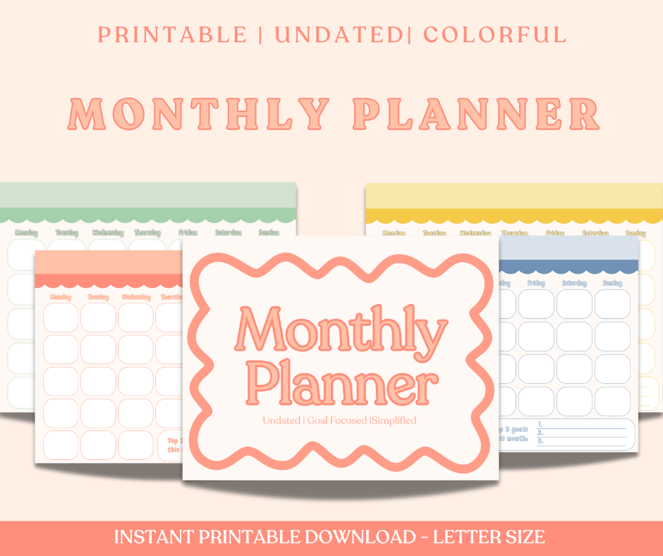 Monthly Planner Digital Download