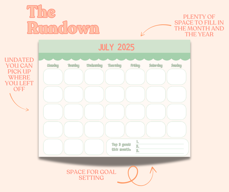 Monthly Planner Digital Download