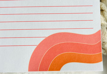 Retro Heart Lined Notepad with colorful heart design and lined pages